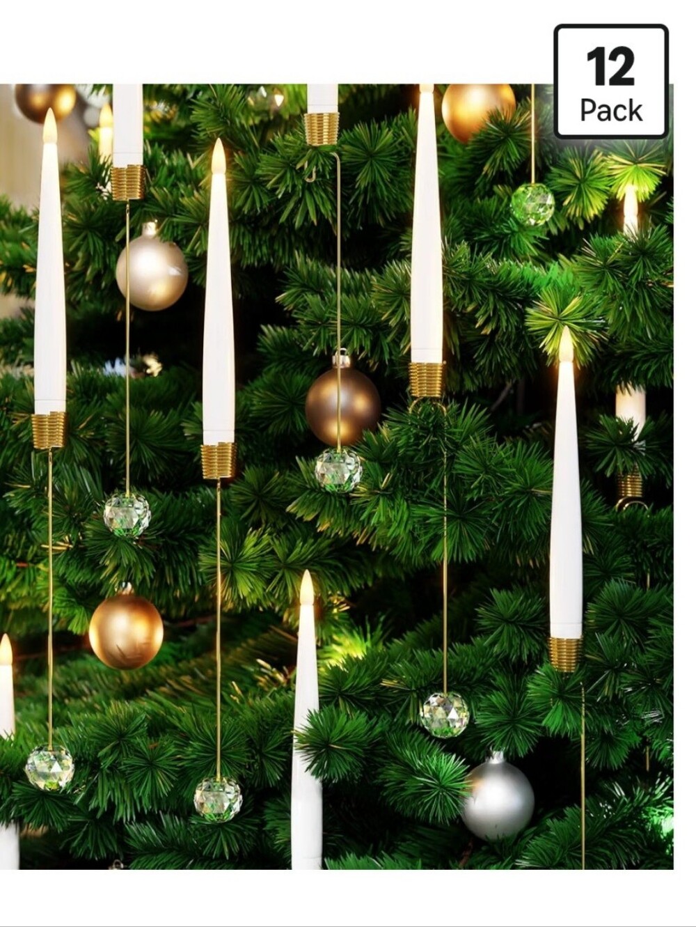 12 Pack Battery Operated Christmas Candle Ornaments Decorations Crystal Remote